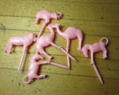 Vintage Animal Shaped Cake Candle Holders Set of 6 Pink New Old Stock 1950s