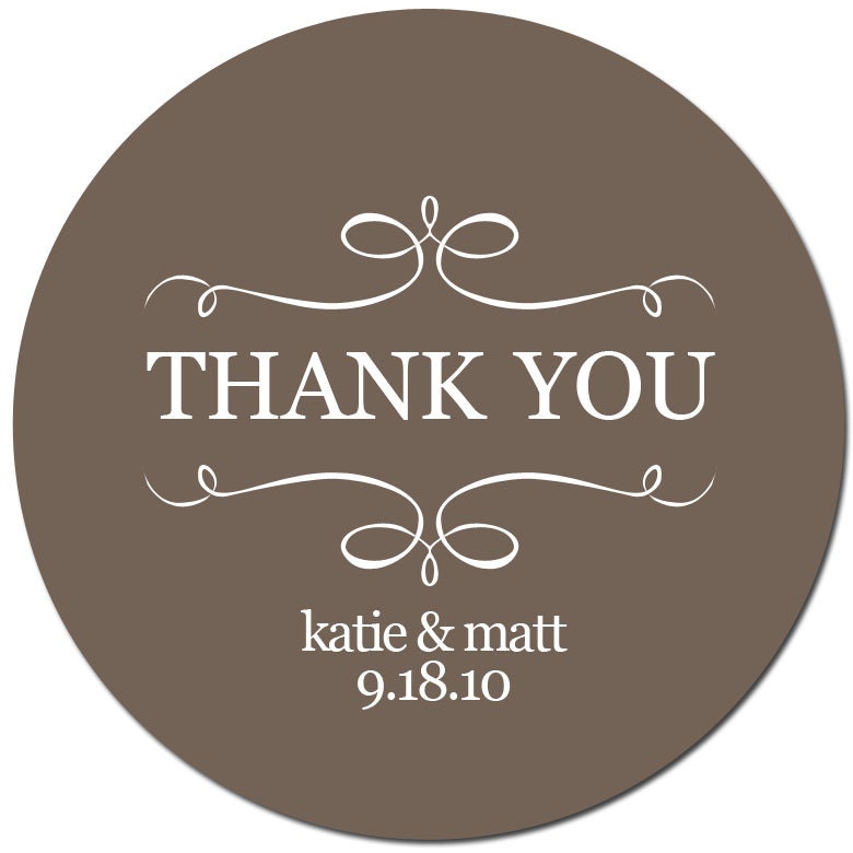 Set of Custom Wedding Stickers  - A VINTAGE THANK YOU