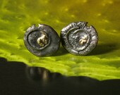 Crusty Stud Earrings in silver and 18kt gold