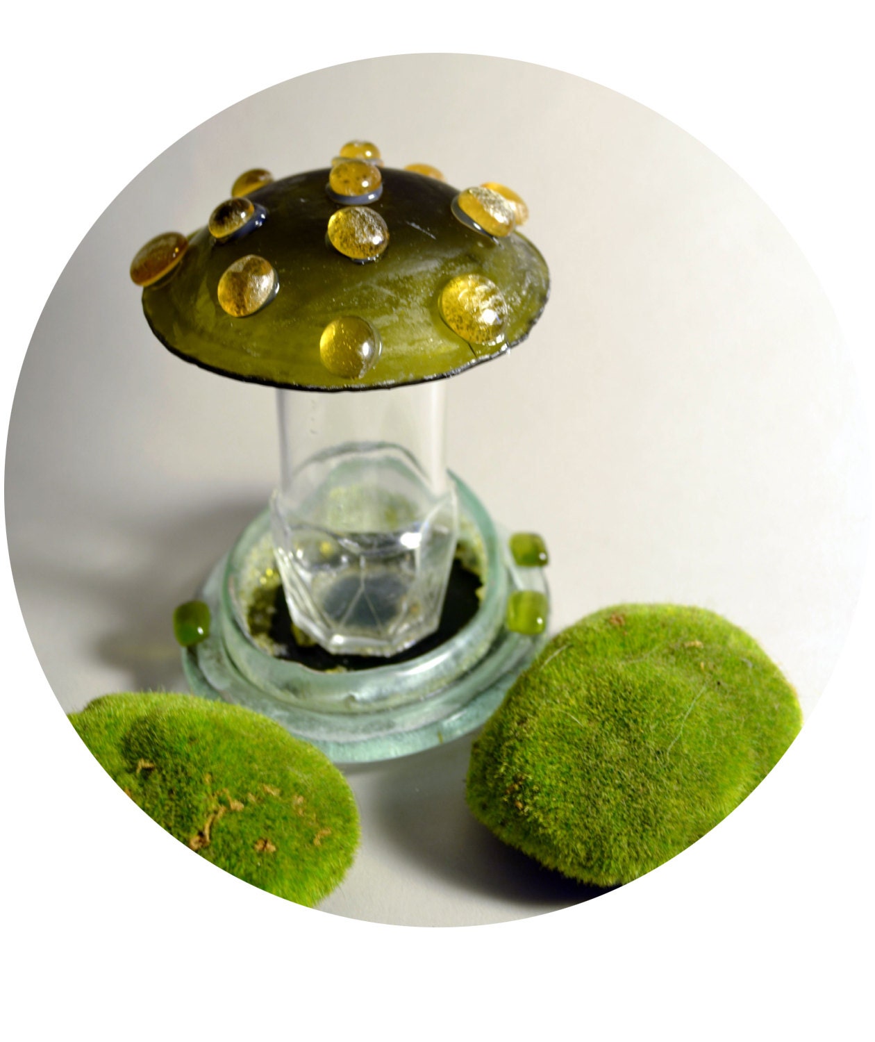 Miniature Mushroom Jar - Recycled Glass