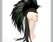 Mind Blown in Black... Black Feather Mohawk with Deconstructed Tapestry Train