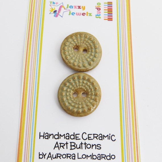 Handmade Textured Ceramic Buttons - Harvest brown -  Set of two - UK