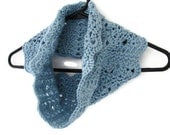 Light Blue Infinity Scarf Crochet Cowl Soft Circle Loop Dressy Neckwarmer - MADE TO ORDER