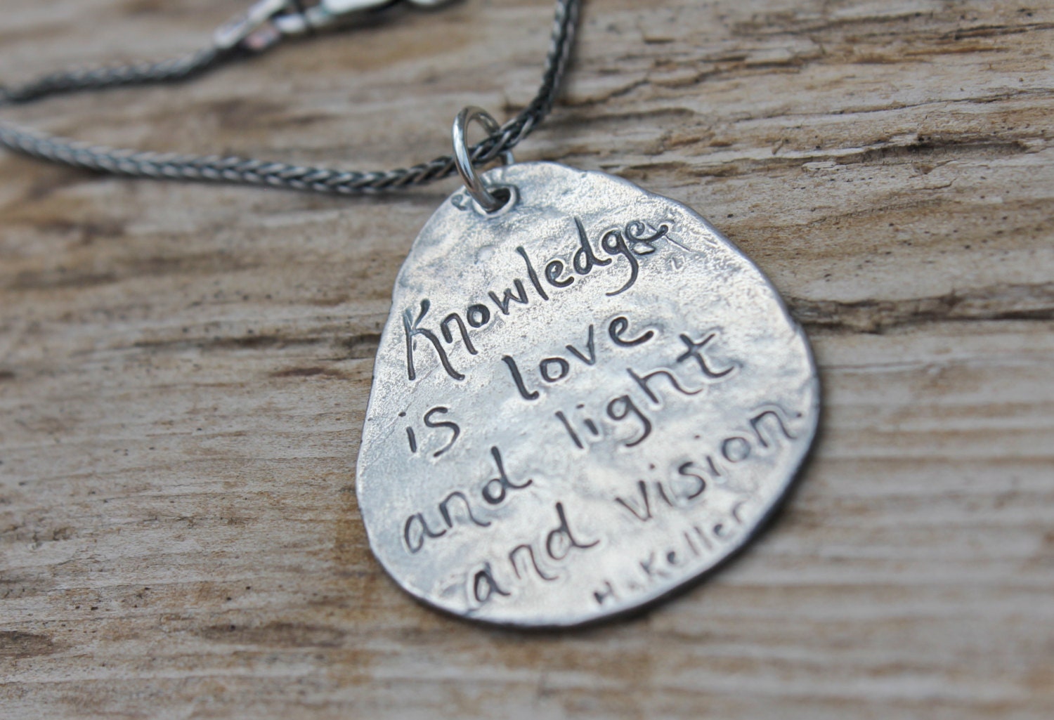 sterling silver quote necklace . inspirational quote necklace jewelry . recycled sterling silver pendant necklace by peaces of indigo