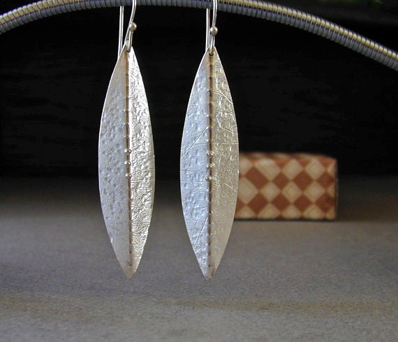 Long Silver Earrings , Fabricated, Sterling Silver Jewelry, 3 Inches Long,Tribal