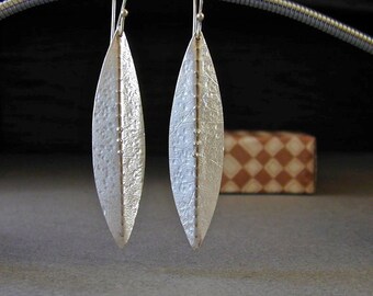 Long Silver Earrings , Fabricated, Sterling Silver Jewelry, 3 Inches Long,Tribal