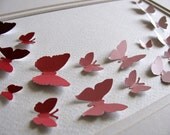 Paint Chips Recycled. Merlot. Deep Mauve. Tea Rose. 3D Butterfly Art. 5x7 inches
