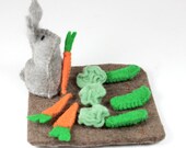 Little Felt Garden for Play Sets, Peg People and Bendy Dolls - Tiny Felt Carrots, Lettuce, Cucumbers