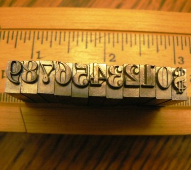 vintage letterpress ... PRINTERS TYPEFACE NUMERIC 0 to 9 plus 1 Grp B 1 is 11 pce