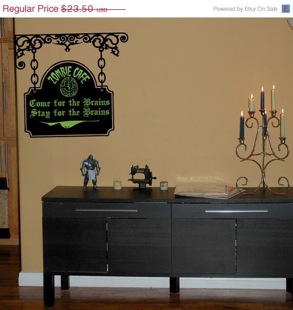 World Goth Day Sale SALE Zombie Cafe Sign Vinyl Wall Decal-Choose any 2 colors