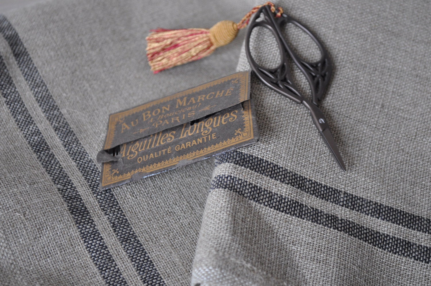 French Linen -  Black Stripe
