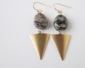 Obsidian and Brass Arrow Dangles.
