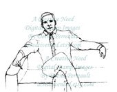 INSTANT Download Digital Stamp Image Mad Men inspired RETRO MAN