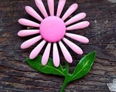sweet 1960s pink daisy brooch - charity for animals