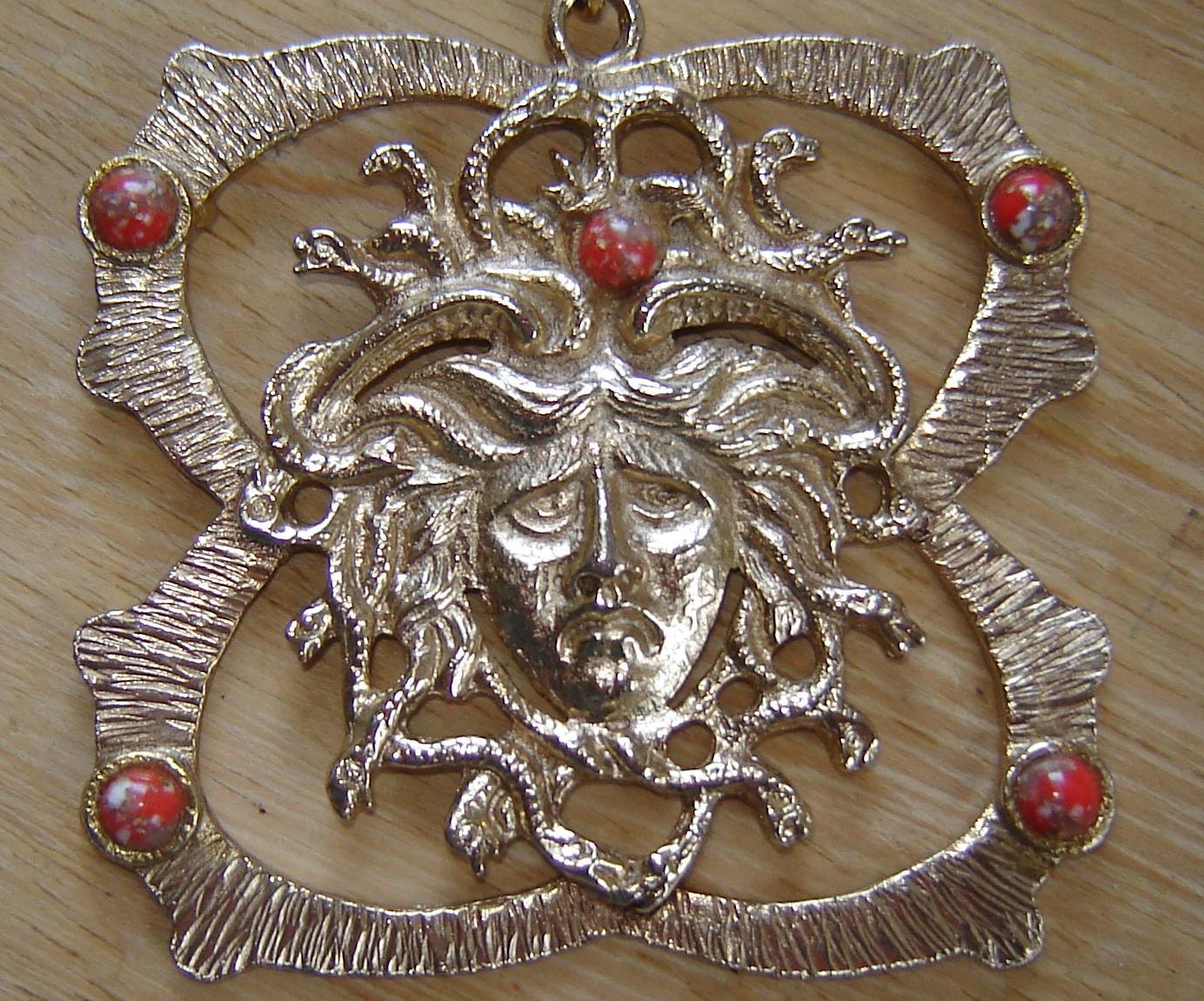GIRNORMOUS 1980s pendant head of Medusa design - charity for animals