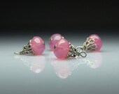 Vintage Style Bead Dangles Pink Glass Set of Four PK4
