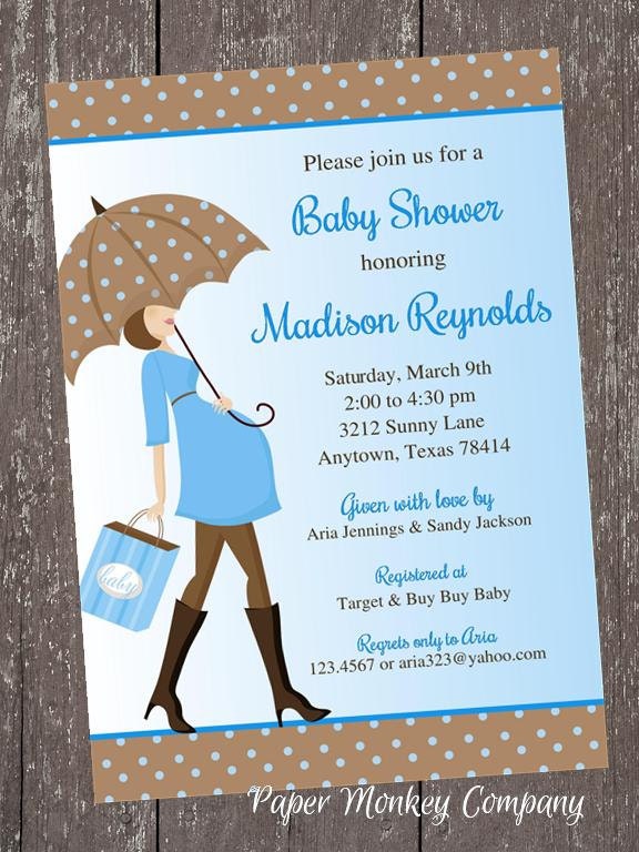 Baby Bump - Blue - Boy Theme - Baby Shower Invitation - 1.00 each with envelope Il_170x135