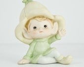 Vintage Homco Green Pixie Ceramic Figurine 5615