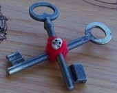 Large SKULL SKELTON KEY Talisman Amulet w/ Vintage Old English Iron Keys, Protection, Evil Eye, Crossroads, Open Roads, Unlock Mysteries