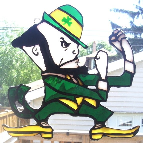 Notre Dame Fighting Irish Leprechaun Stained by smashingglass