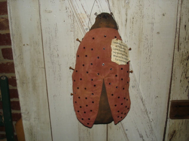 Primitive Ladybug Hanger, Doll, Rustic, Summer, Spring, Door Hanger