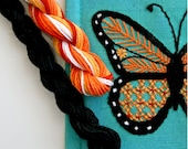 DIY Needle Book  Monarch Butterfly on blue green
