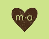 Custom Wedding Stamp - Custom Rubber Stamp - Personalized Stamp - Custom Stamp - Vintage Heart with Initials - C554