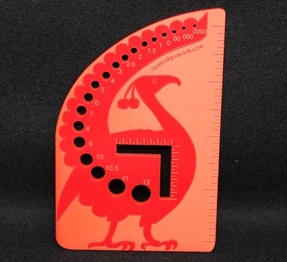Spanish Peacock Knitting Needle Gauge - Red - US Sizes