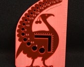 Spanish Peacock Knitting Needle Gauge - Transparent Fluorescent Red - Metric Sizes