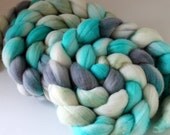 Merino Roving - Hand Painted - Hand Dyed for Spinning or Felting - 4oz - BEACH GLASS