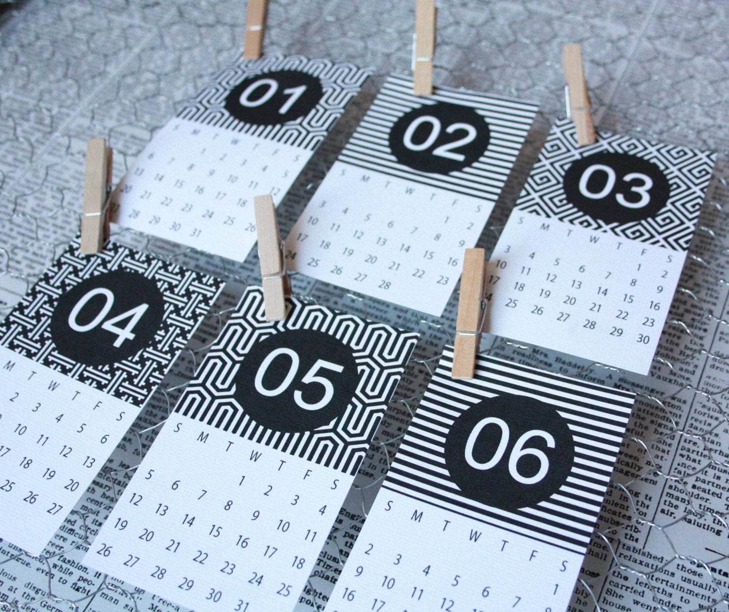 Printable Mini Calendar- Geo Patterns 2013