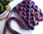 Cute Purple Variegated Crocodile Stitch Handbag with Lilac Plush Lining