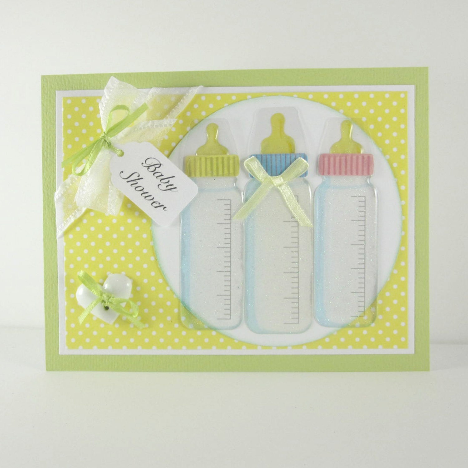 Baby shower card, personalized card, baby boy, baby girl, baby bottle, gender neutral
