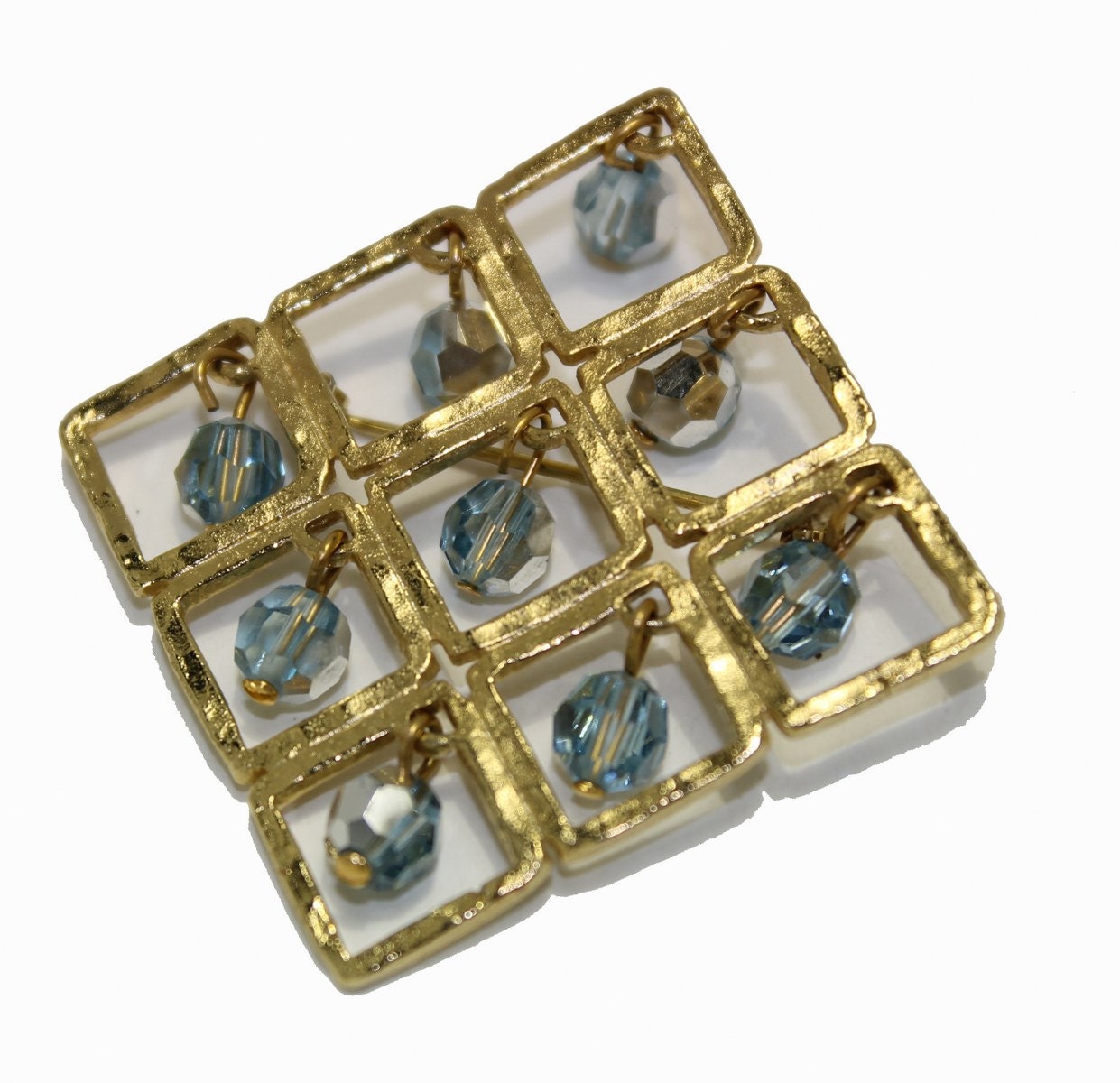 vintage 1960s Coro gold pin aurora borealis crystal bead mid century modern retro mad men wedding prom party gift