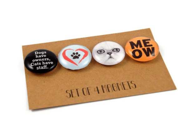 Magnets, Set of 4, Cat Themed