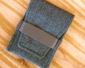 Mens Wallet Thin -  Business Card Holder - Black Herringbone