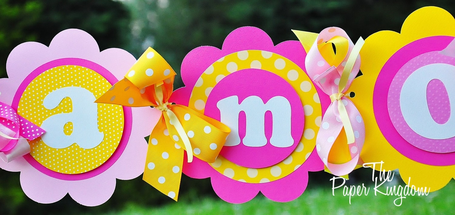 Happy Birthday Banner, Pink Lemonade/You are My Sunshine Theme