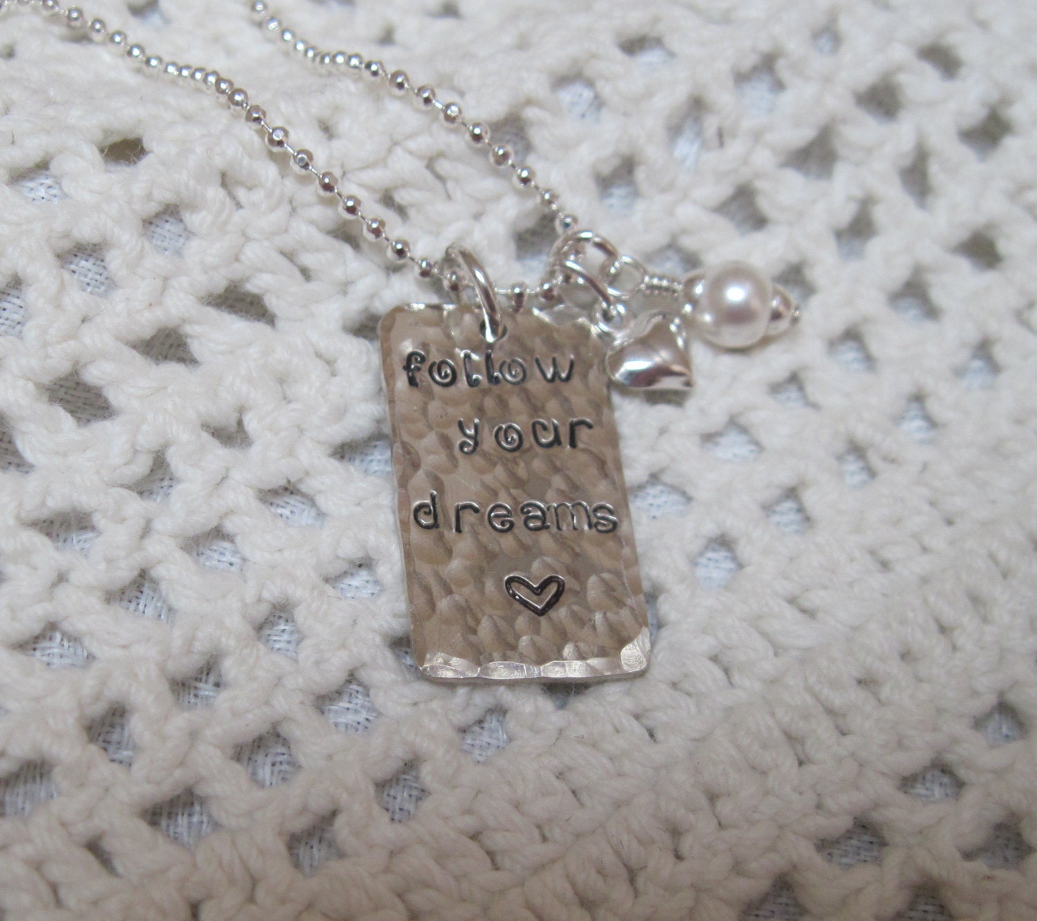 Follow Your Dreams - Special Occasion, Birthday,  Sterling Silver  Hand Stamped