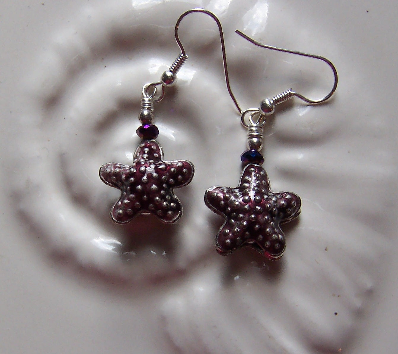 Purple Starfish Earrings
