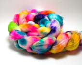 Handpainted Superwash Merino Wool Roving - Milky Way - 4 oz Blue Yellow Green Pink Purple