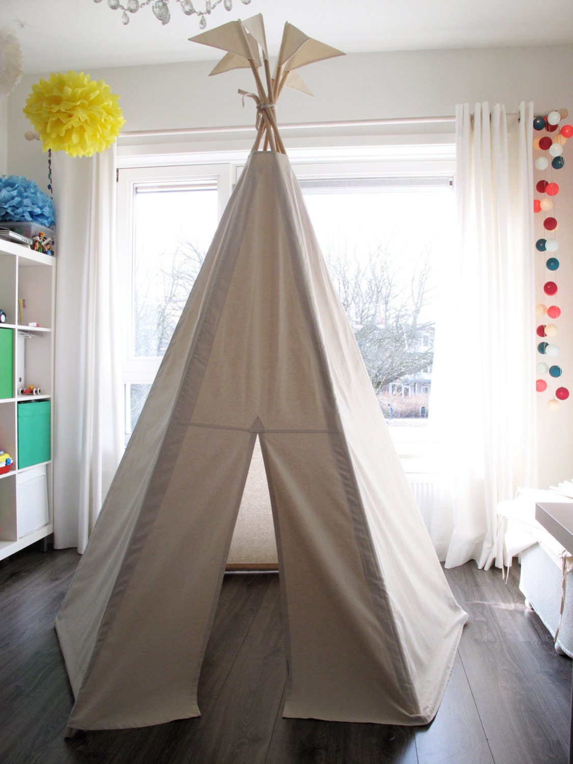 BIG tipi tent NO POLES - Plain fabric tent and flags only