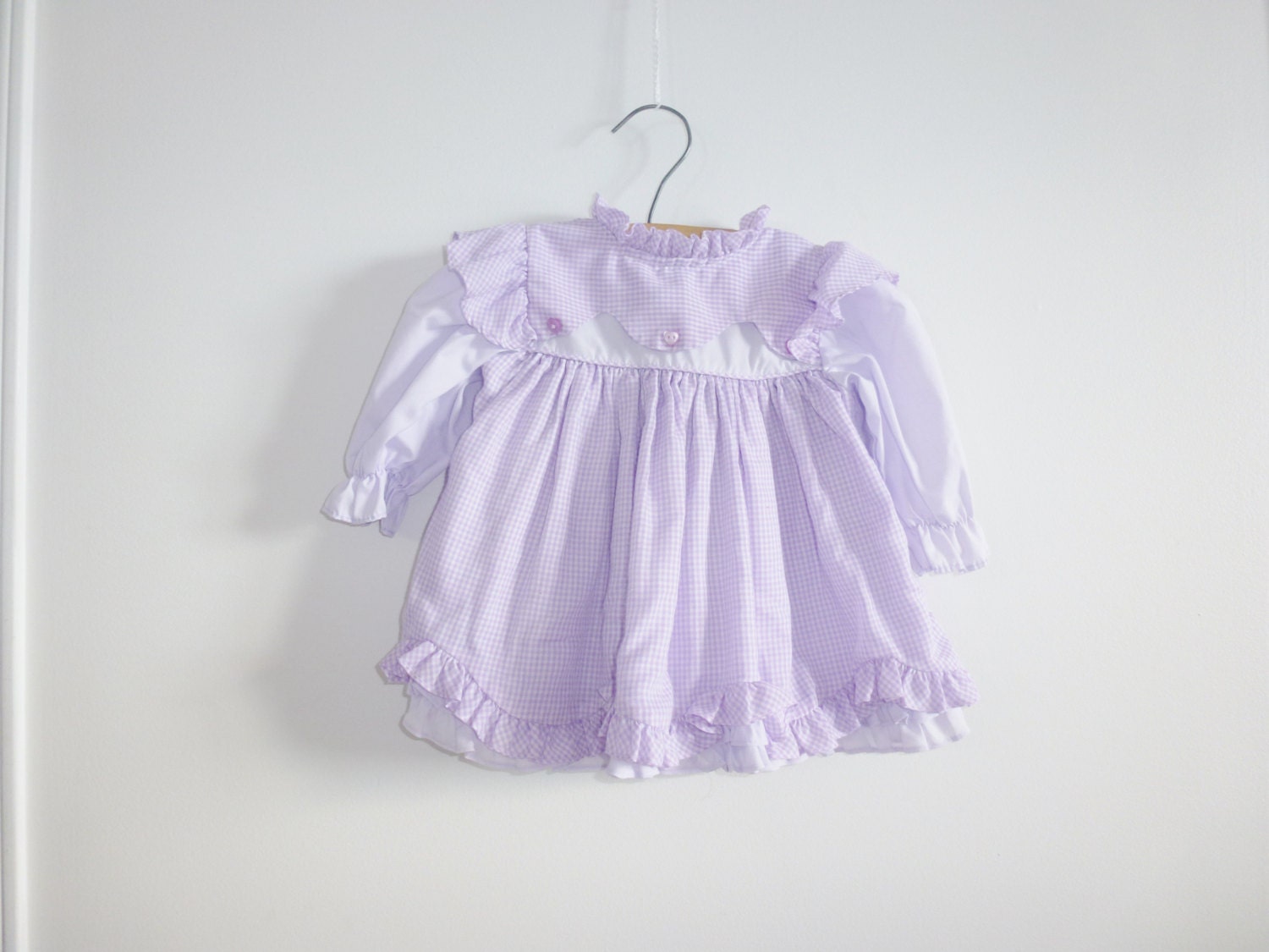 Vintage Purple Checked Baby Dress