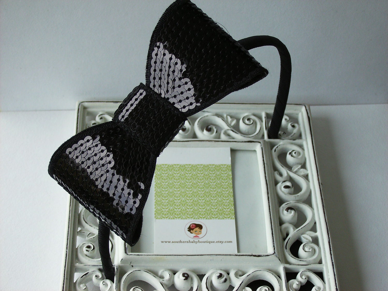NEW ITEM----Sequin Bow Headband--------ALICE