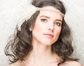Flapper Feather Headband Ivory And Antique Gold