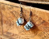Mini Leather Journal Earrings - Blue Handmade Book Jewelry