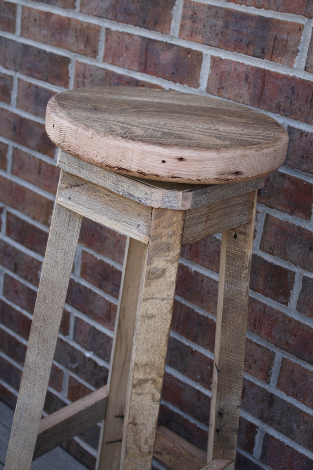 YOUR Custom Reclaimed Rustic Swivel Oak Barn Wood  33"-36" Bar Stool