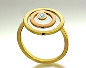 ZEN Unique Diamond Ring, 14K Yellow and Rose Gold Ring, Two Tone Gold Ring, Contemporary Ring, Italian Fine Jewelry by Arosha