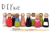 DIY Peg Doll Girly Girls in a Bag // Kids Art Kit // Craft Kit // gift or party favor // Wooden Peg People