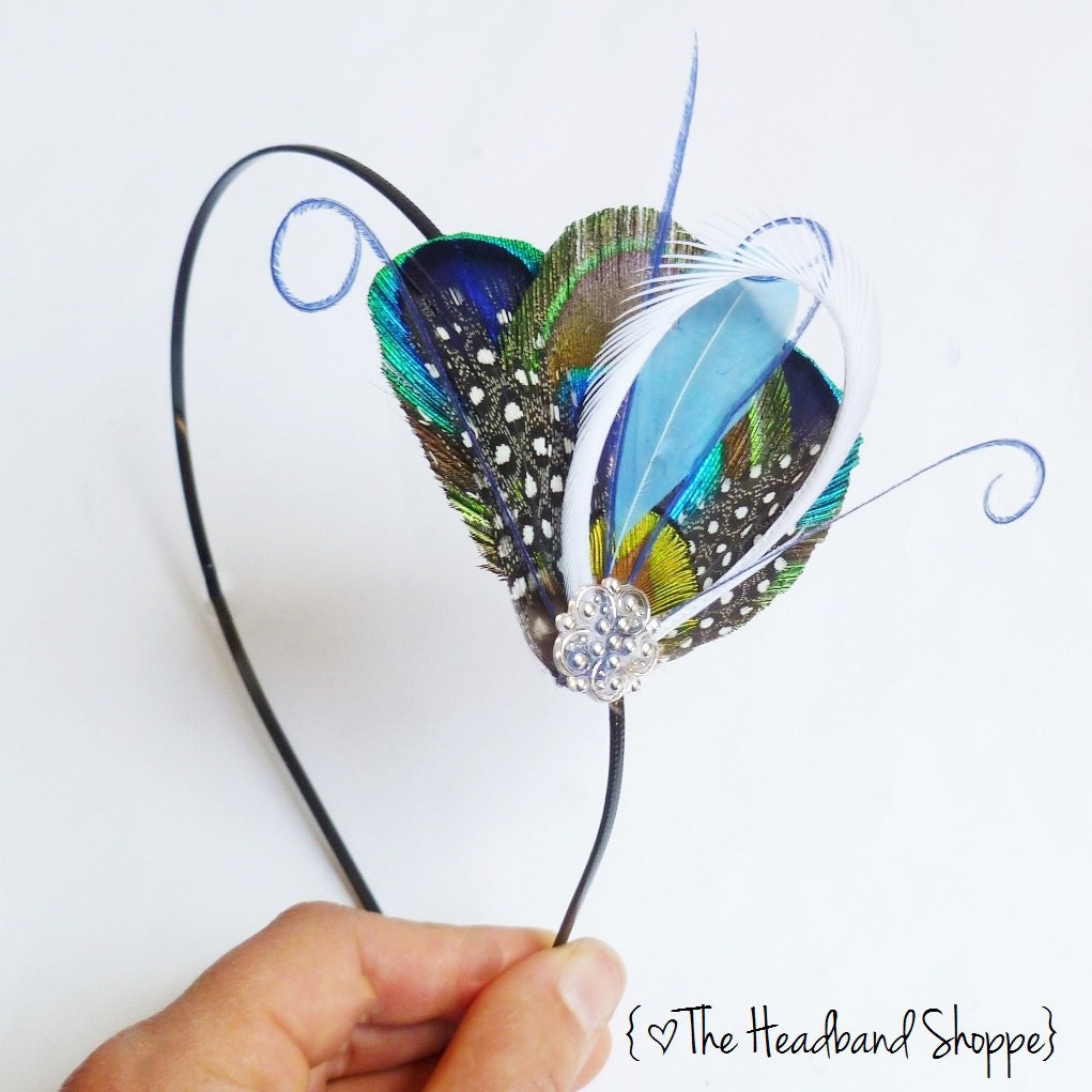 ATLANTIS MINI  Headband - Fantastical Peacock Feather Peacock Headband  - Light Blue
