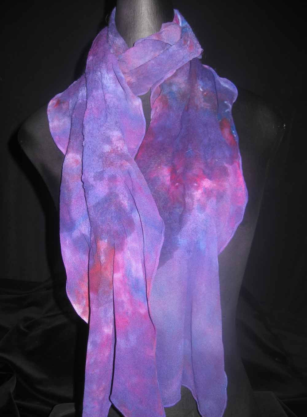 Silk and Soft Merino Wool Scarf Purple
